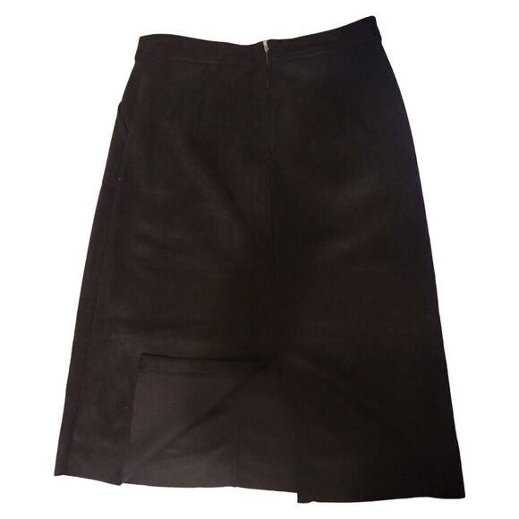 Catherine Malandrino Faux Leather Retro 70s Black Skirt with Pockets Size 8 - Picture 2 of 9